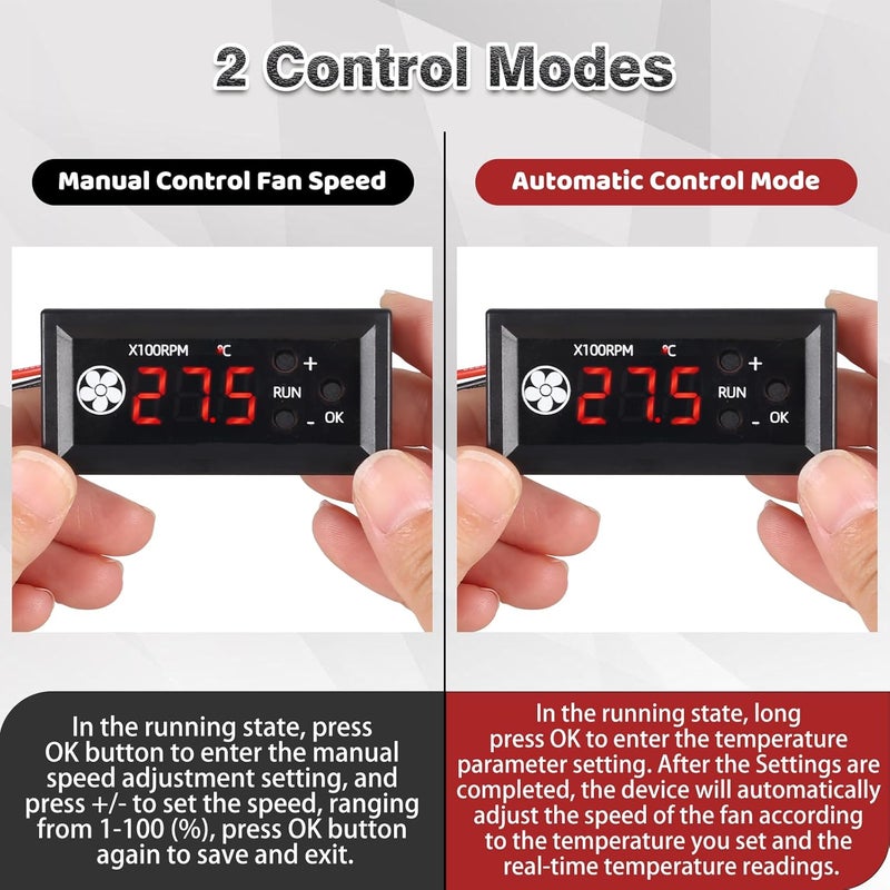 IS Fan Temperature Controller, ICSTATION DC 12V PWM 4-Wire Fan Speed Controller Module with Temperature Probe Digital Display ℃ Temperature Controlled Governor for 3A Fan PC - Image 4